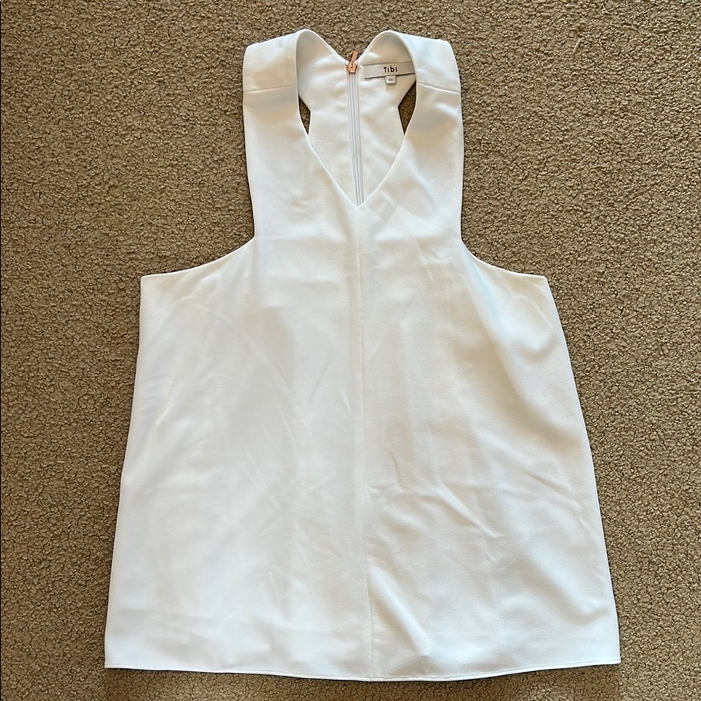 Tibi White V-Neck Sleeveless Top